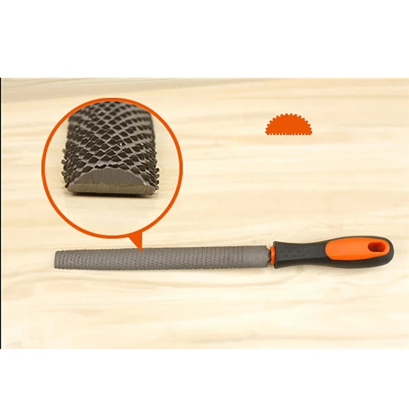 8" Wood Rasp Files Coarse-Teeth Woodworking Filing Round Flat Half-Round File