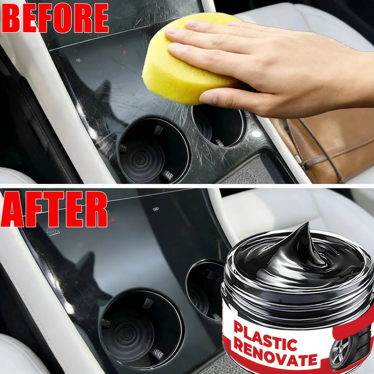 Car Interior Scratch Repair Paste Shine Restoration Black Interior Dashboard Plastic Surfaces