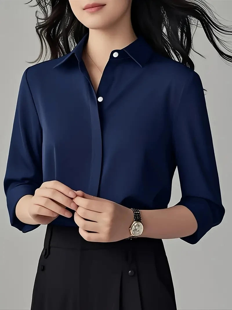 Women's Long Sleeve Button Blouse - Classic Office Shirt - photo 4