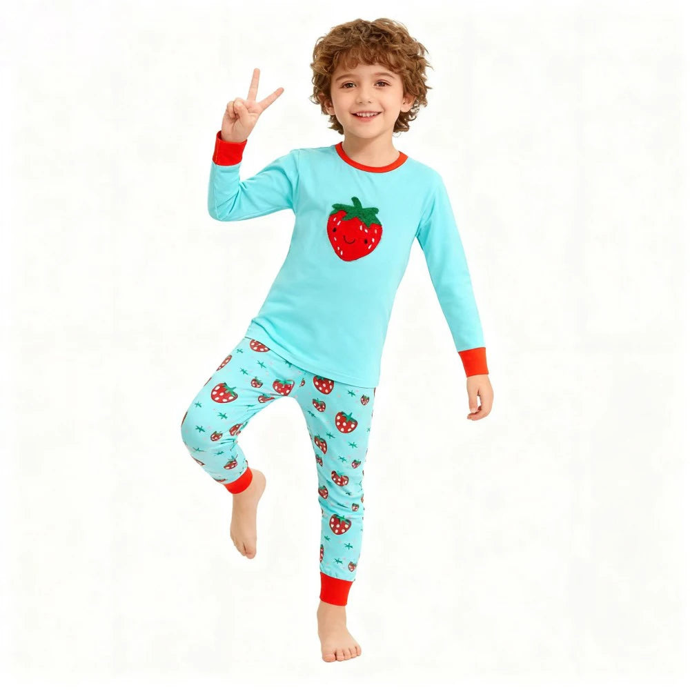 Kids Animal Embroidered Pajama Set - Soft Two-Piece Sleepwear - photo 3
