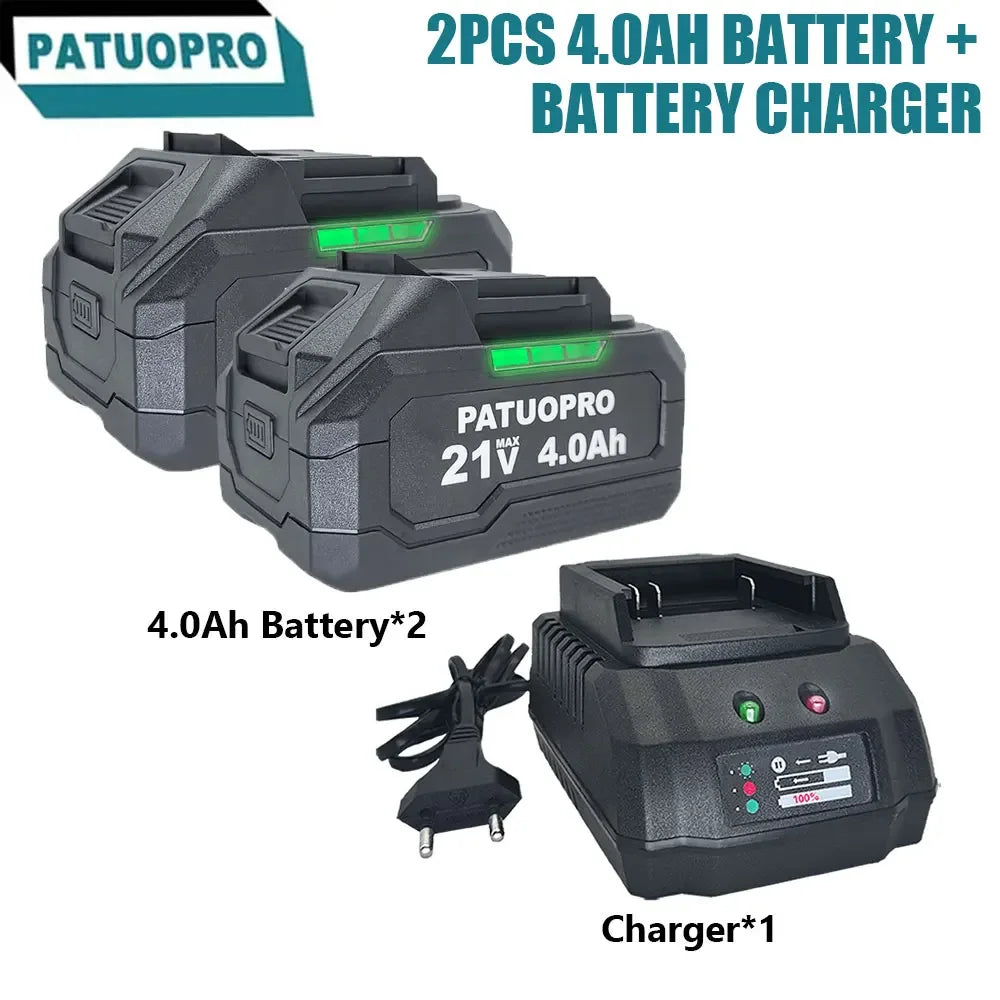 PATUOPRO 18-21V 2.0-6.0Ah Rechargeable Lithium Battery For Makita 18V Cordless Wrench Saw Drill Angle Grinder Blower Screwdriver