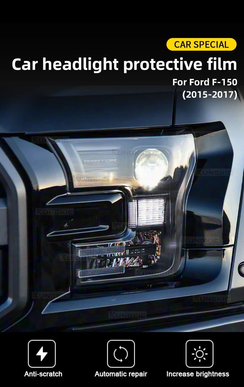 TPU Headlight Tint Protection Film for Ford F-150 / Mustang 2015–2017