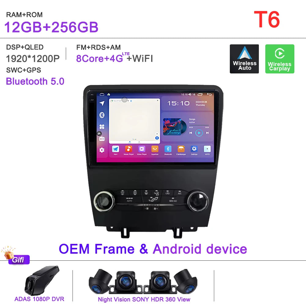 Car Stereo with Apple CarPlay & Android Auto, Compatible with Ford Mustang (2010-2014)