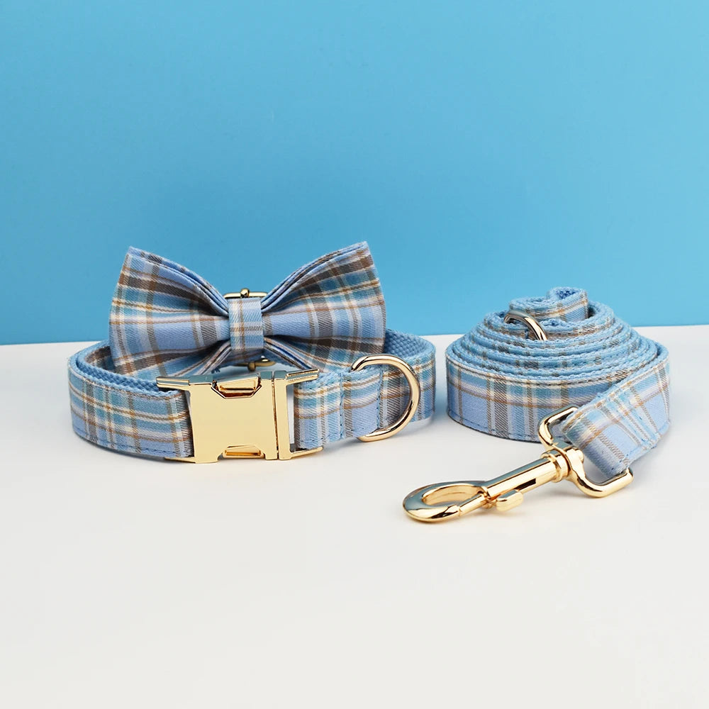 Padded Dog Collar & Leash Set - Plaid & Velvet Bow Styles, S-XL - photo 15