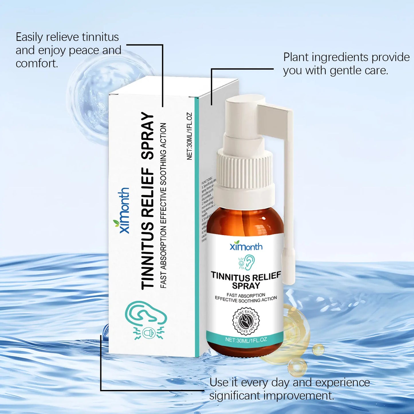 Tinnitus Relief Spray Improve Ear Ringing Discomfort Soothing Ear Itching Hearing Improvement Earwax Cleaner Anti Tinnitus Spray