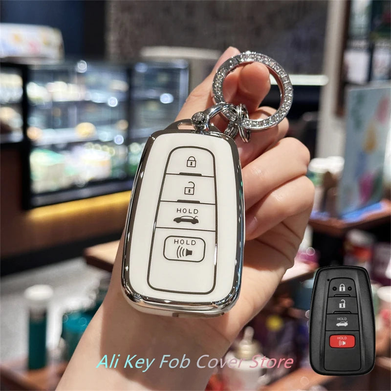 for Toyota Key Fob Cover For 2020-2024 Highlander 2018-2024 RAV4 Camry C-HR Corolla Avalon Prius Key Shell Case Keychain