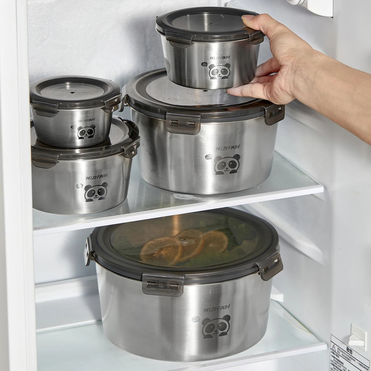 WORTHBUY 304 Stainless Steel Sealed Food Container Stackable Fridge Fruit Vegetable Meat Fresh-keeping Box Microwave&Oven Safe