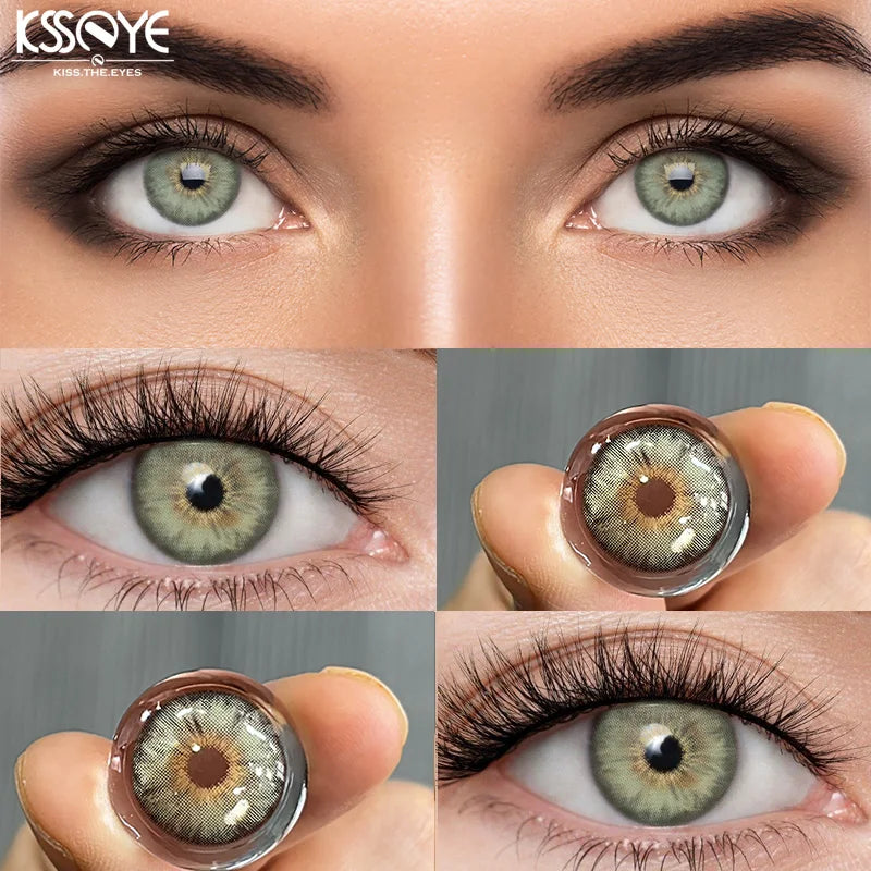 KSSEYE 1 Pair Hot Sales Green Color Contact Lenses for Eyes Siri Series Myopia Lenses 0~-8.00 Degree High Quality Blue Iris Lens