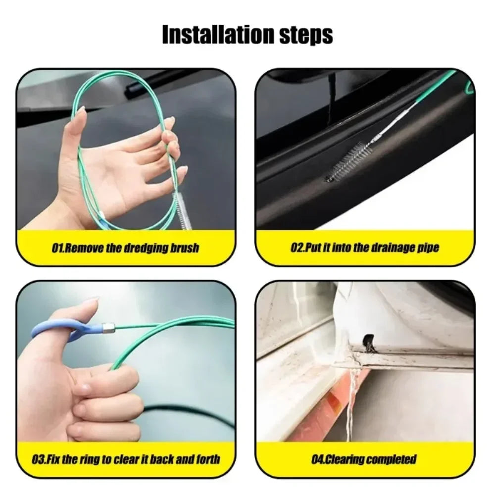 3m Drain Hole Cleaning Brush Flexible Car Drain Dredge Sunroof Cleaning Scrub Brush Tool Accessories Skylight Drain Pipe Brush