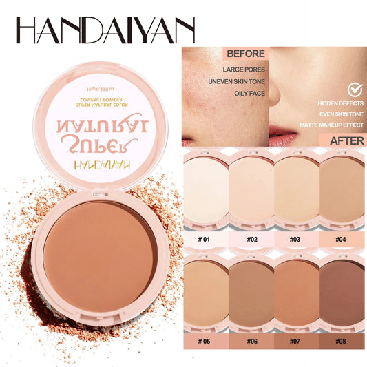 8 Color Matte Face Pressed Powder 24 Hours Oil Control Natural Setting Powder Foundation Full Coverage Waterproof Lasting Makeup