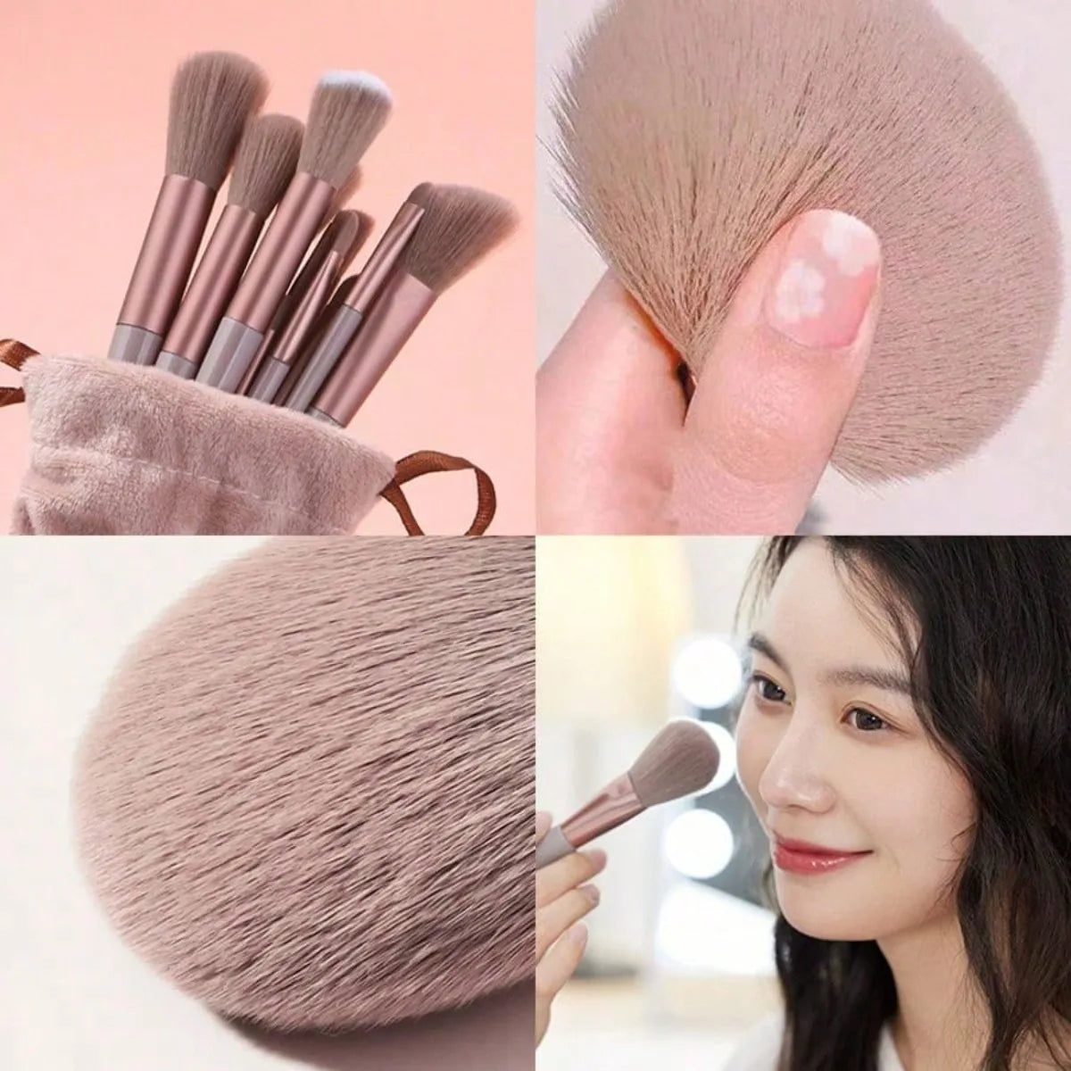 13-Piece Soft Makeup Brush Set with Travel Pouch — Premium Synthetic Fibers