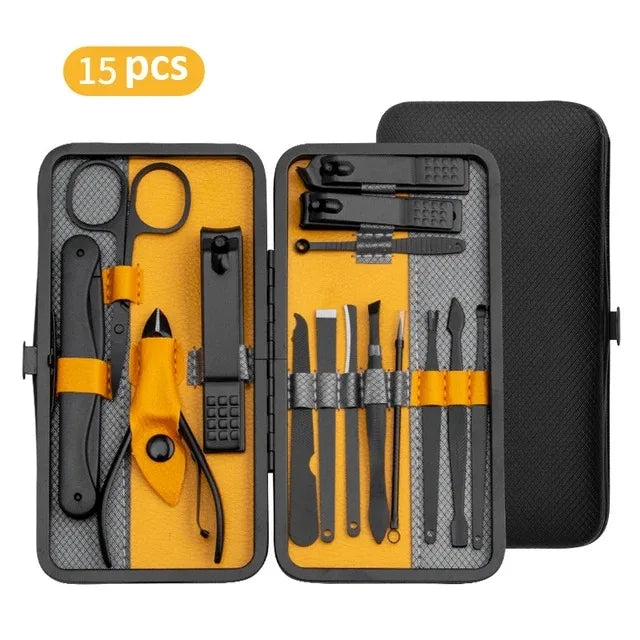 Manicure Set 10/15/25 PCs Full Function Kit Professional Stainless Steel Pedicure Sets Nail Clipper With Portable Case Idea Gift