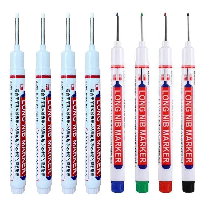 8Pcs/Set 20mm Deep Hole Long Nib Head Markers For Metal Perforating Pen Waterproof Bathroom Woodworking Decoration Multi-Purpose