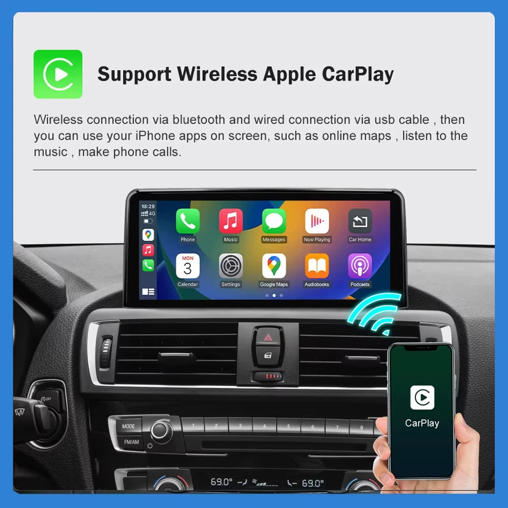 AUTOTOP 10.25”1920*720 Wireless Carplay Android Auto Car multimedia player for F20 F21 F22 F30 F31 F32 F33 F34 F36 NBT 2026-2026