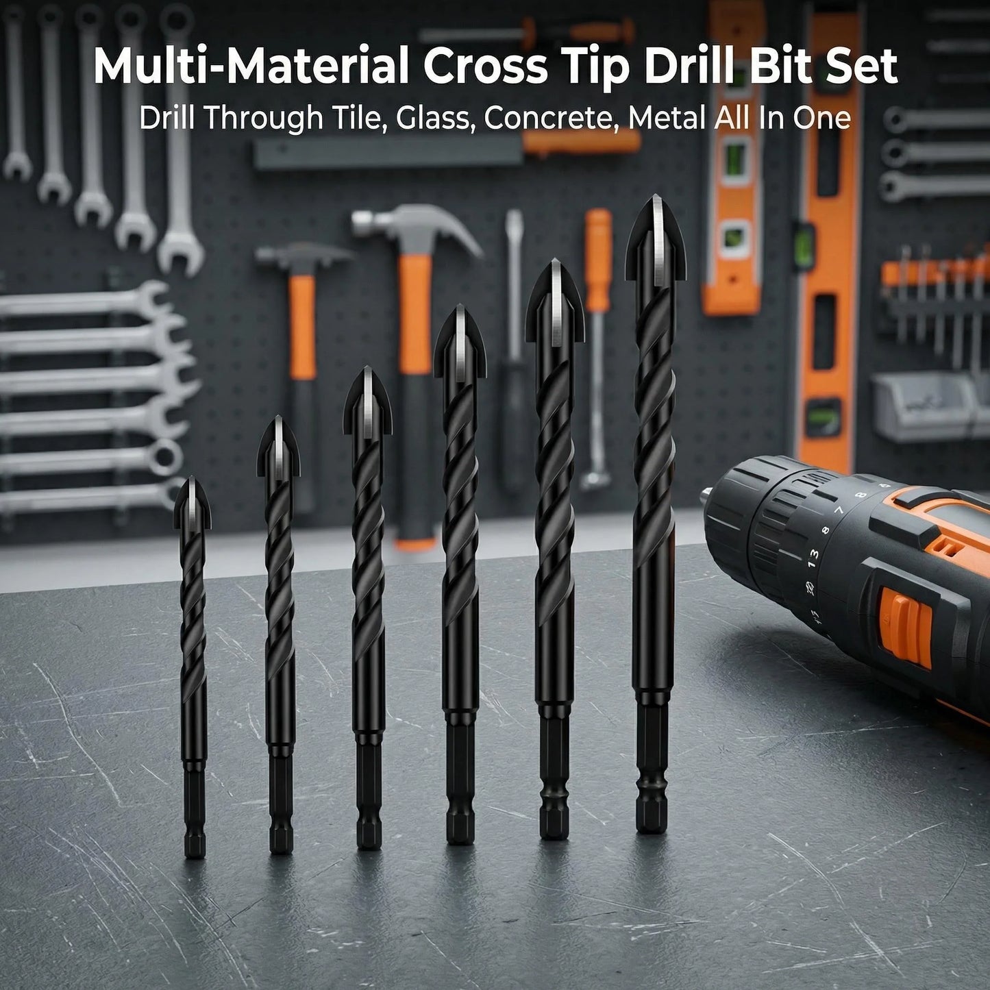 3 4 5 6 8 10 12mm Cross Hex Tile Drill Bit For Glass Concrete Ceramic Tile Hole Opener Tunsten Carbide Hard Alloy Bits Set Tools