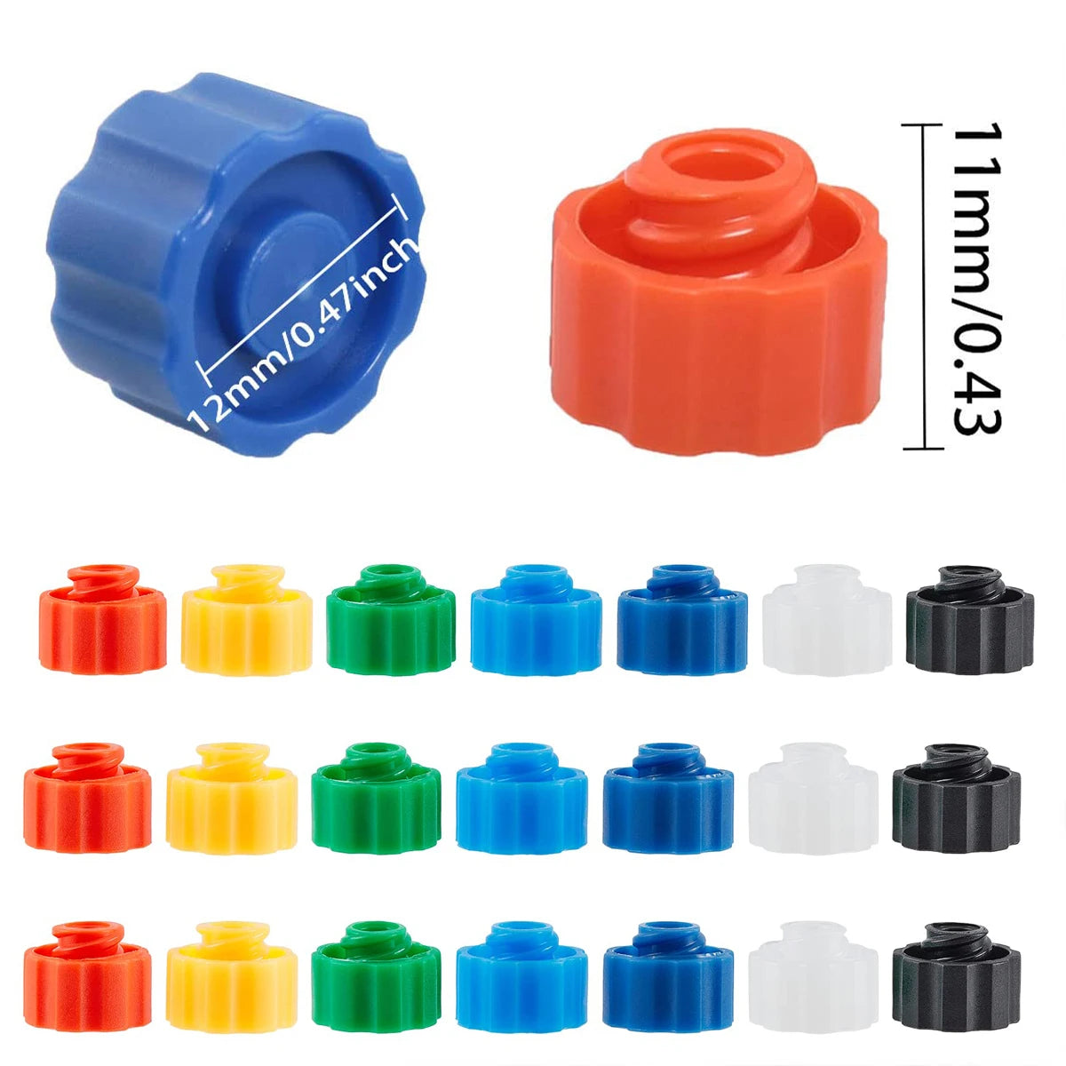 140 Pc Luer Lock Syringe Tip Caps, 7 Colours Lab Supplies