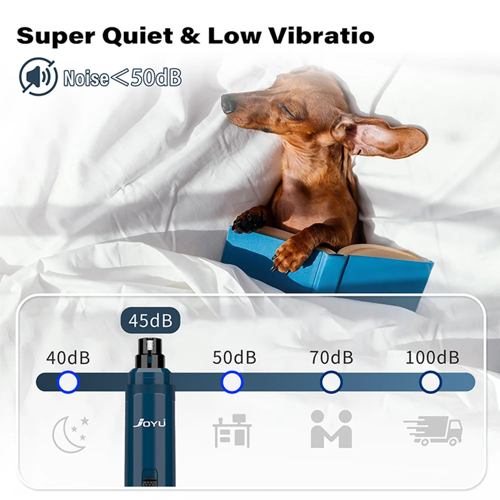 2-Speed Rechargeable Dog Nail Grinder — Quiet Electric Pet Nail Trimmer