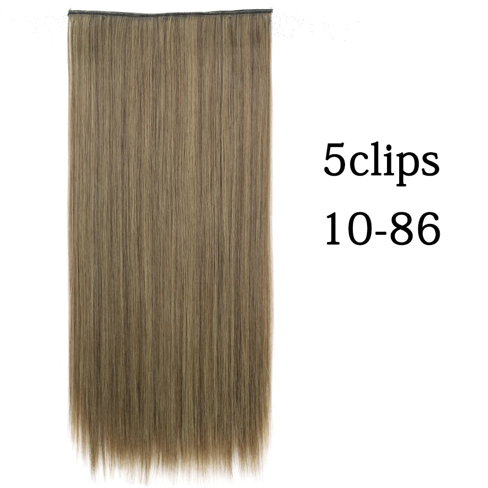 Synthetic 5 Clip In Hair Extensions Long Curly Hairstyle Hairpiece Natural Brown Black 80cm Heat Resistant  Fake Hair For Women