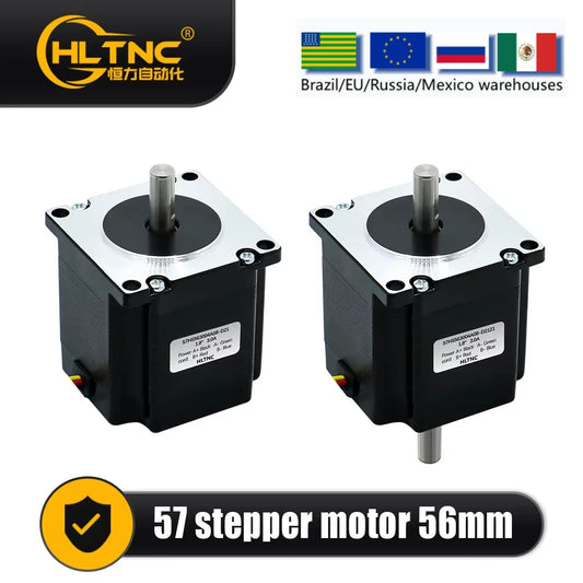Nema 23  Stepper Motor 1.2N.m 57HS56mm 171ozin Dual Axle 6.35/8mm Single Axle 6.35mm/8mm Current 3.0A For CNC Router 3D Printer