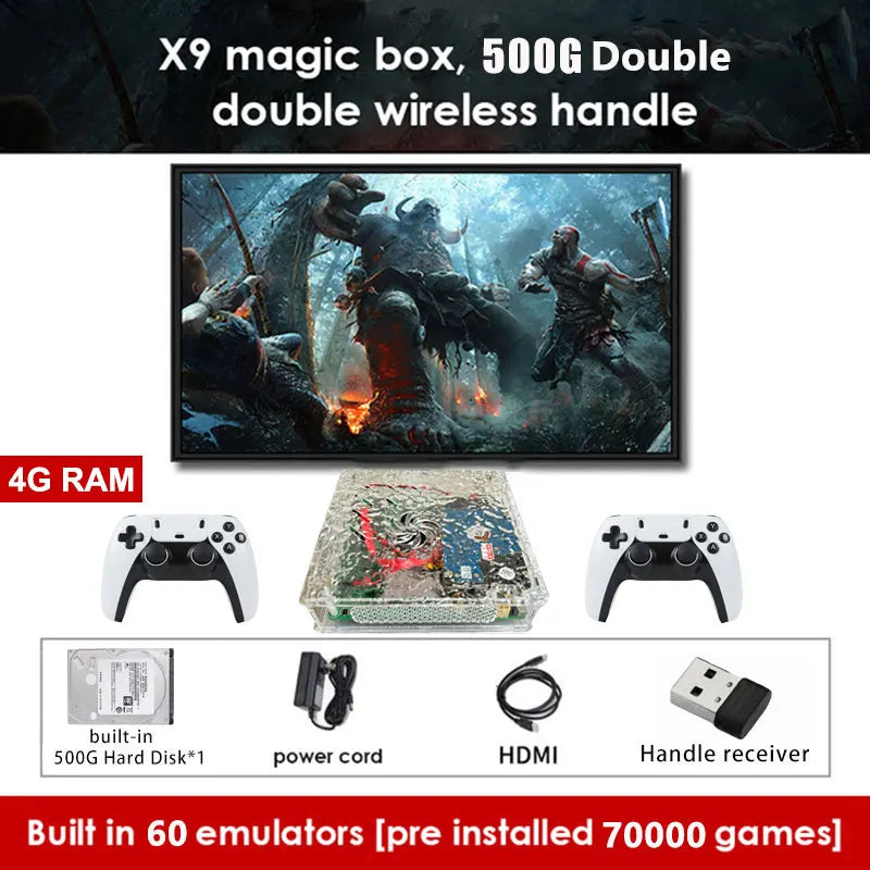 LZAKMR X9 Game Console — 1TB, 60+ Emulators, 4K HD Output, Plug-and-Play Home Game Box