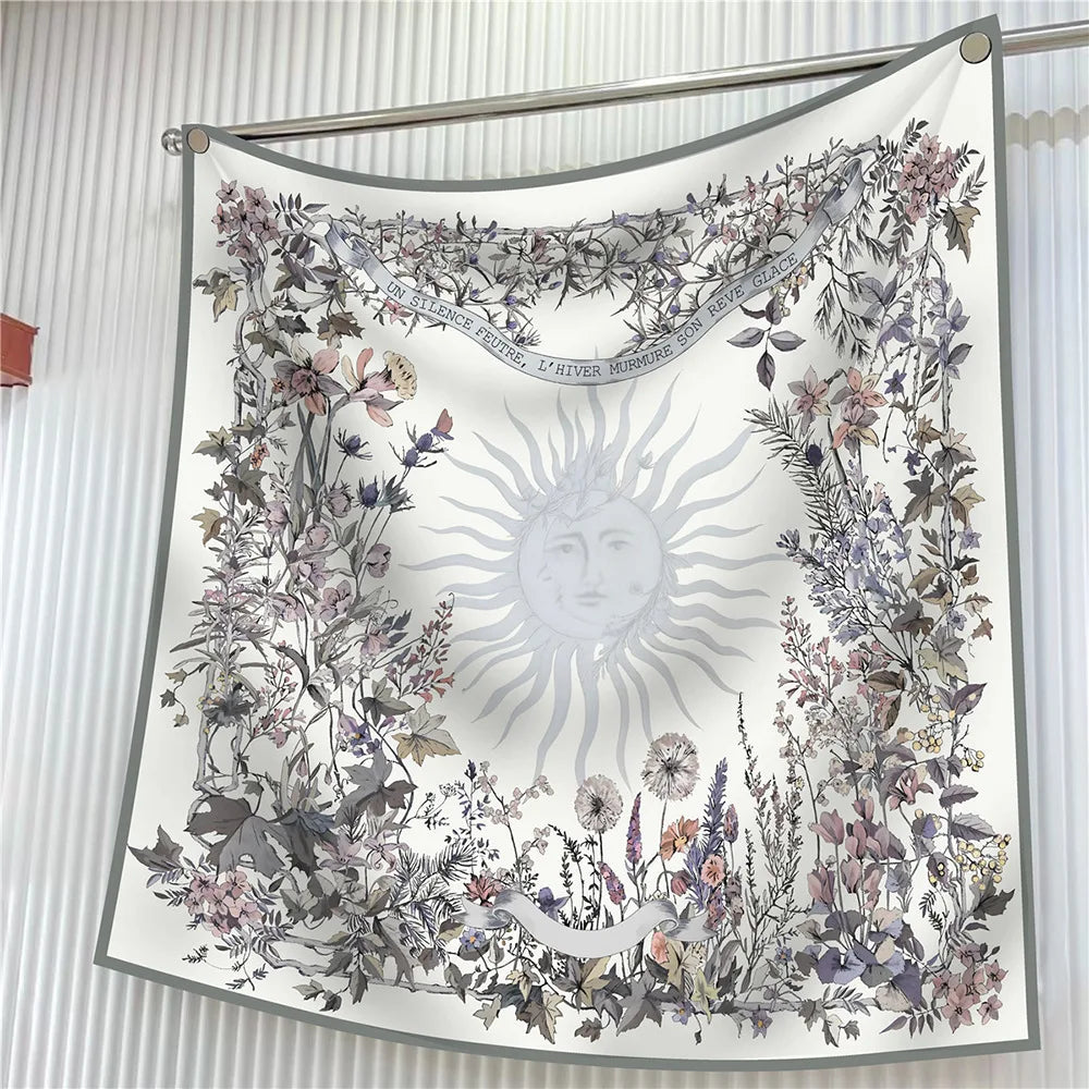 90cm Elegant Floral Silk Scarf for Women - Versatile Fashion Accessory