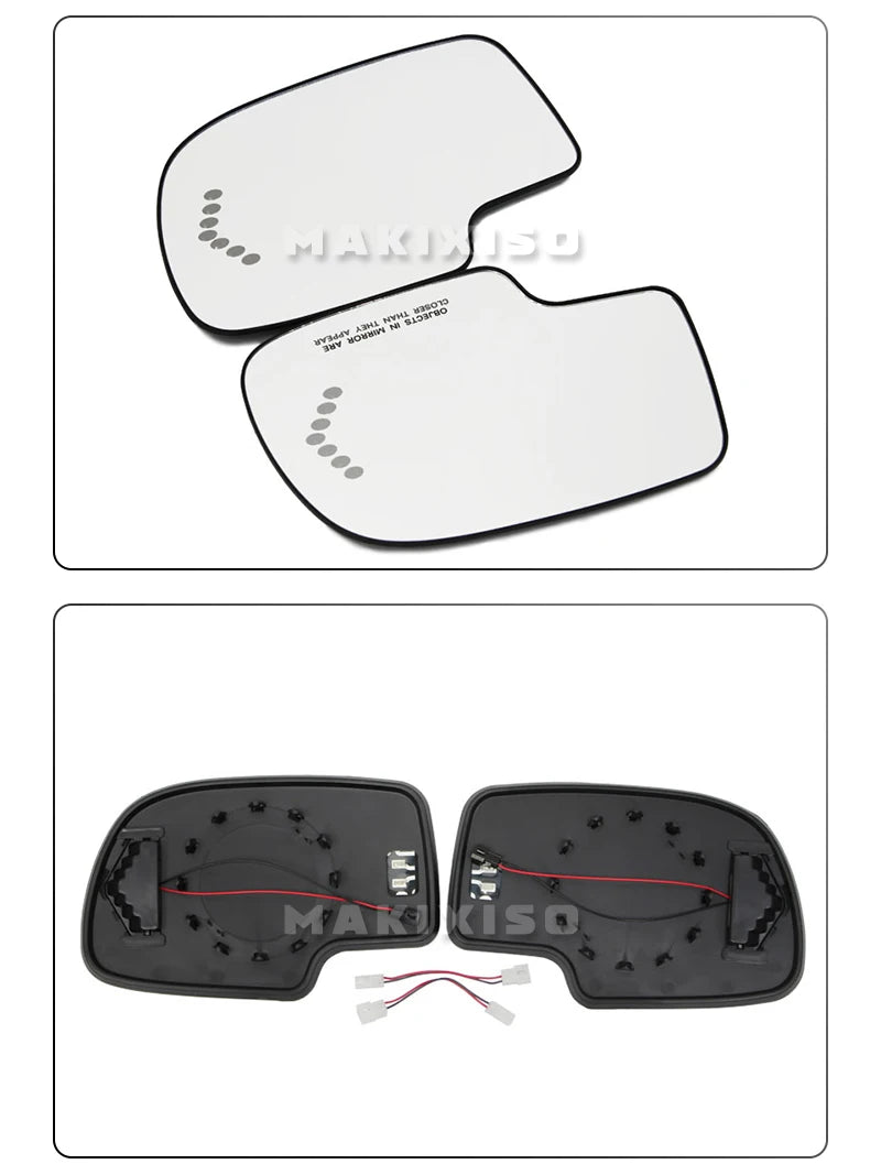 For GMC Cadillac Chevy Silverado 1500 2003 - 2007 Driver / Passenger Side Door Wing Mirror Glass Heated Turn Signal Light Plate