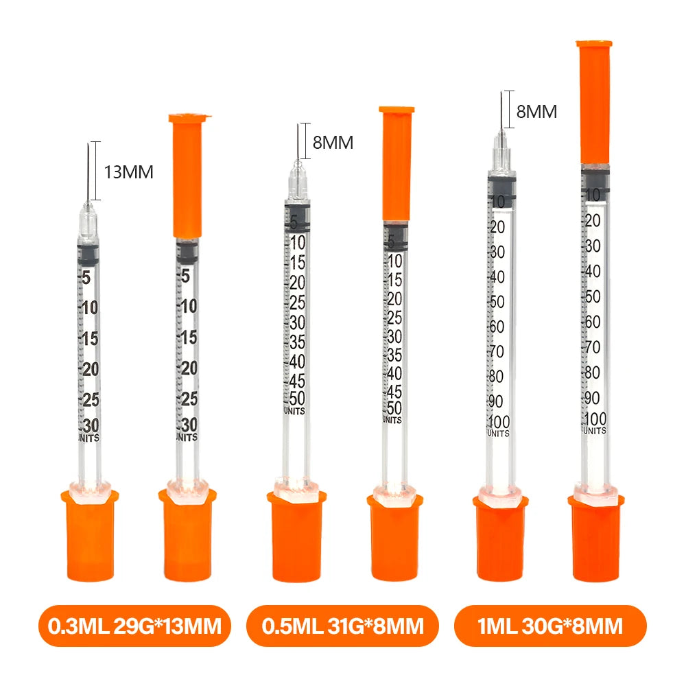 30PACK 0.3ml 0.5ml 1ml Disposable Individually Wrapped Insulin Syringe for Animals,Lab