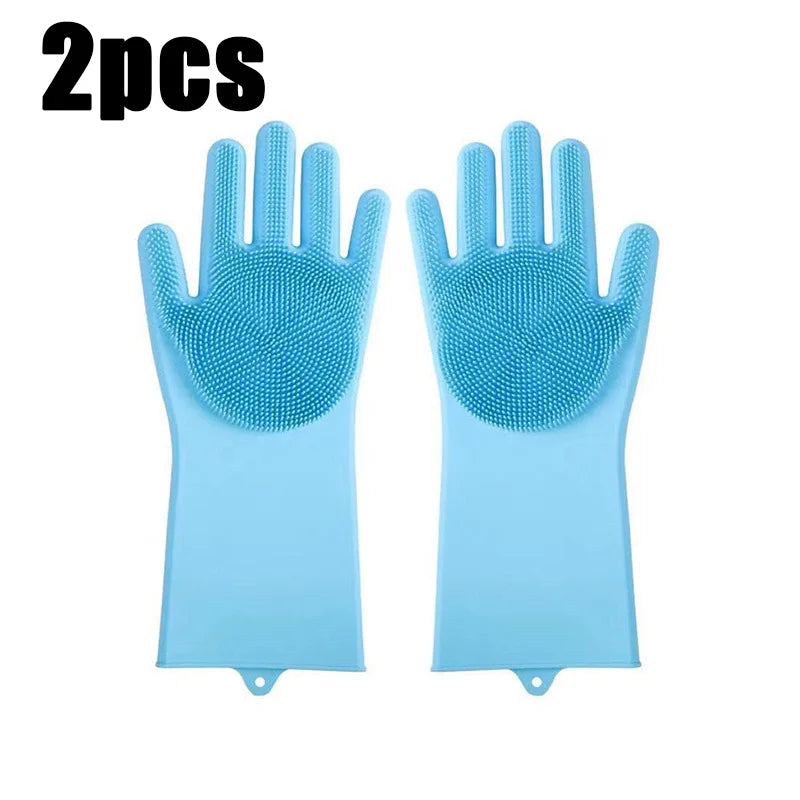 Silicone Dishwashing Gloves  - Heat Resistant & Scratch-Proof for Cleaning, Pet Bathing, Kitchen Tasks, Extra Long Cuff (G