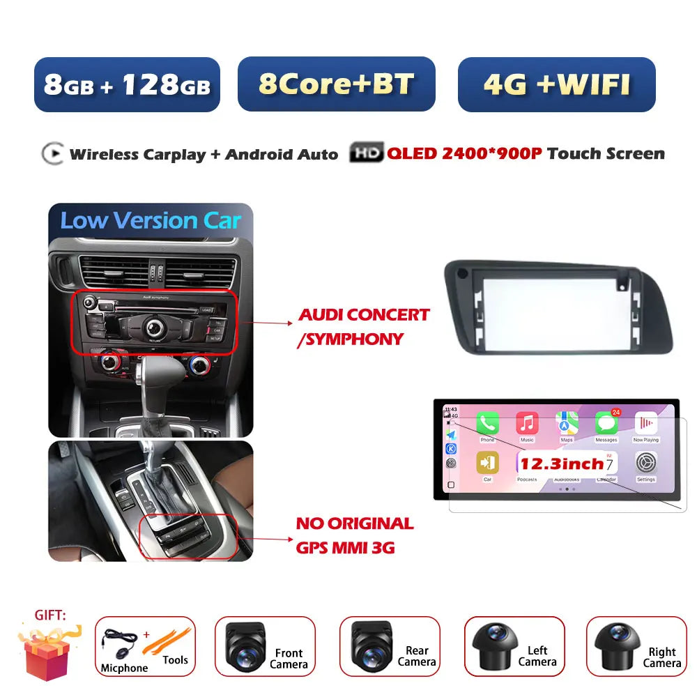 Car Stereo with Apple CarPlay & Android Auto, Compatible with Audi Q5 (2009-2017)