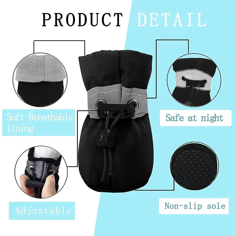 Comfort Dog Shoes, Soft Breathable Lining & Non-Slip Sole, Adjustable Strap for Secure Fit, for Daily Walk Travel, 4PCS