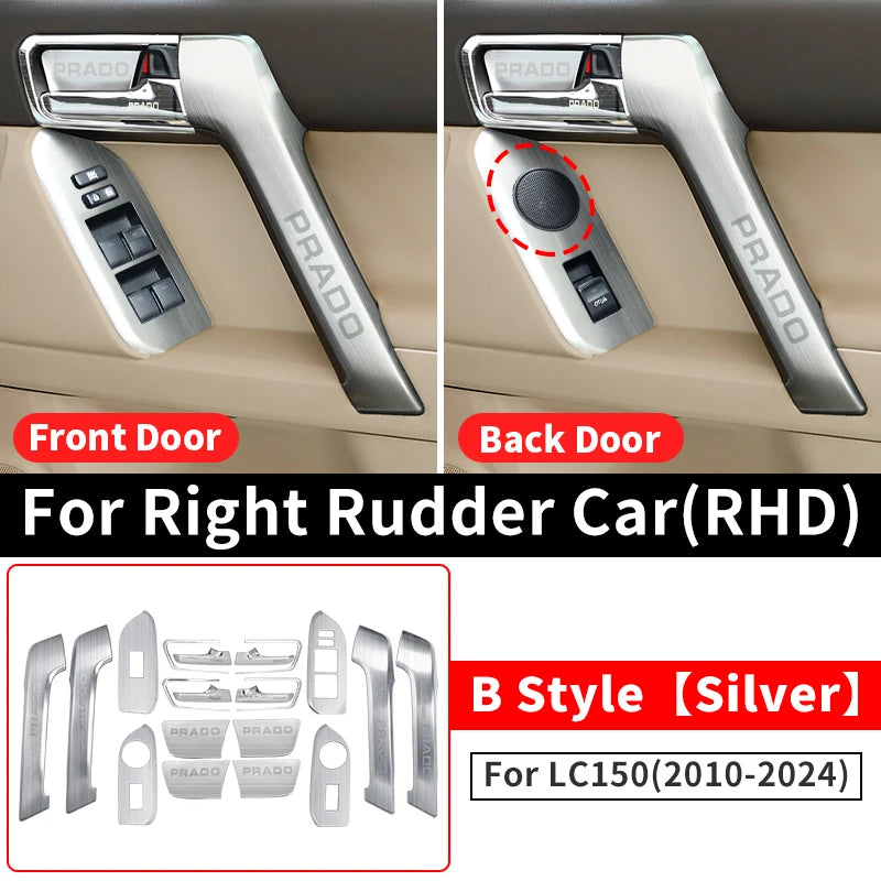 For Toyota Land Cruiser Prado 150 2010-2024 2023 2022 Car Door Handle Decorative Glass Switch Button LC150 Interior Accessories