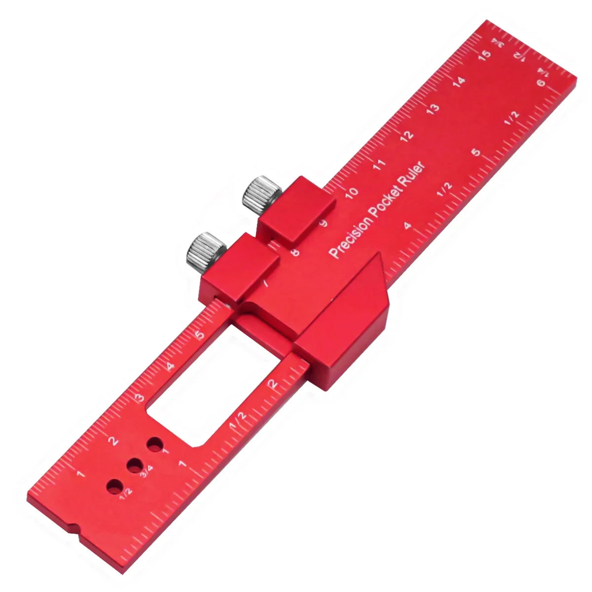 Precision Pocket Ruler T-Type Scribing Ruler Carpenty Square T Track Ruler Inch and Metric Measuring Marking Ruler W/ Slide Stop