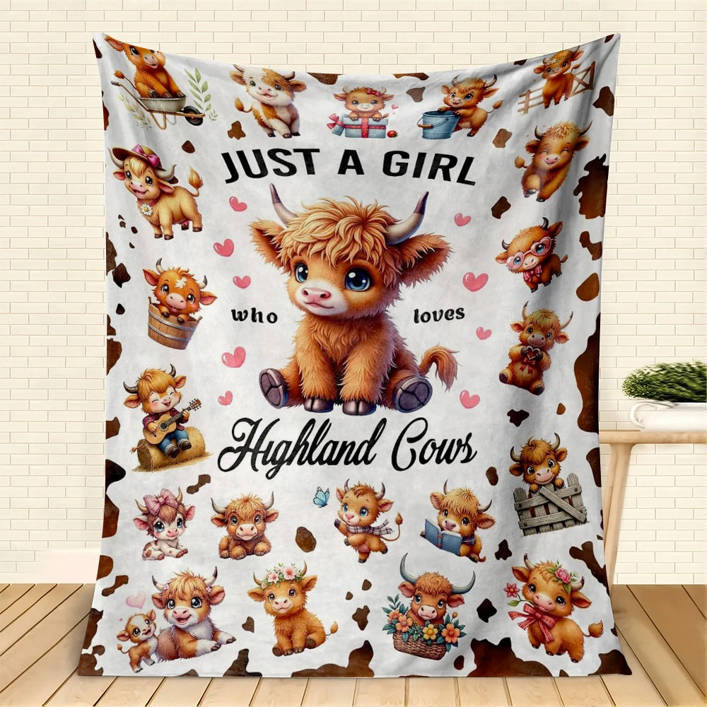 Highland Cow Flannel Throw Blanket