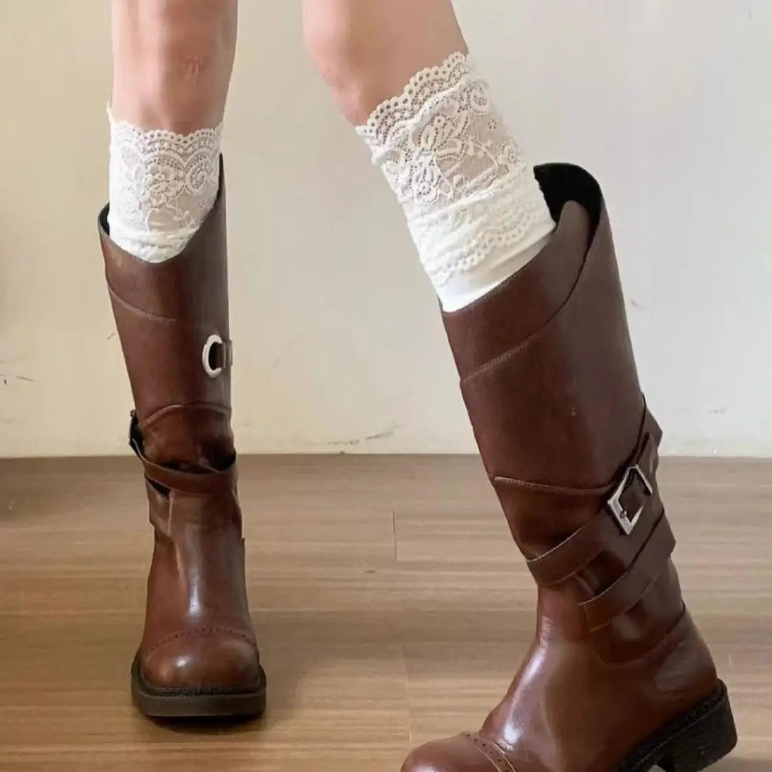 Women's Lace Trim Thigh High Stockings
