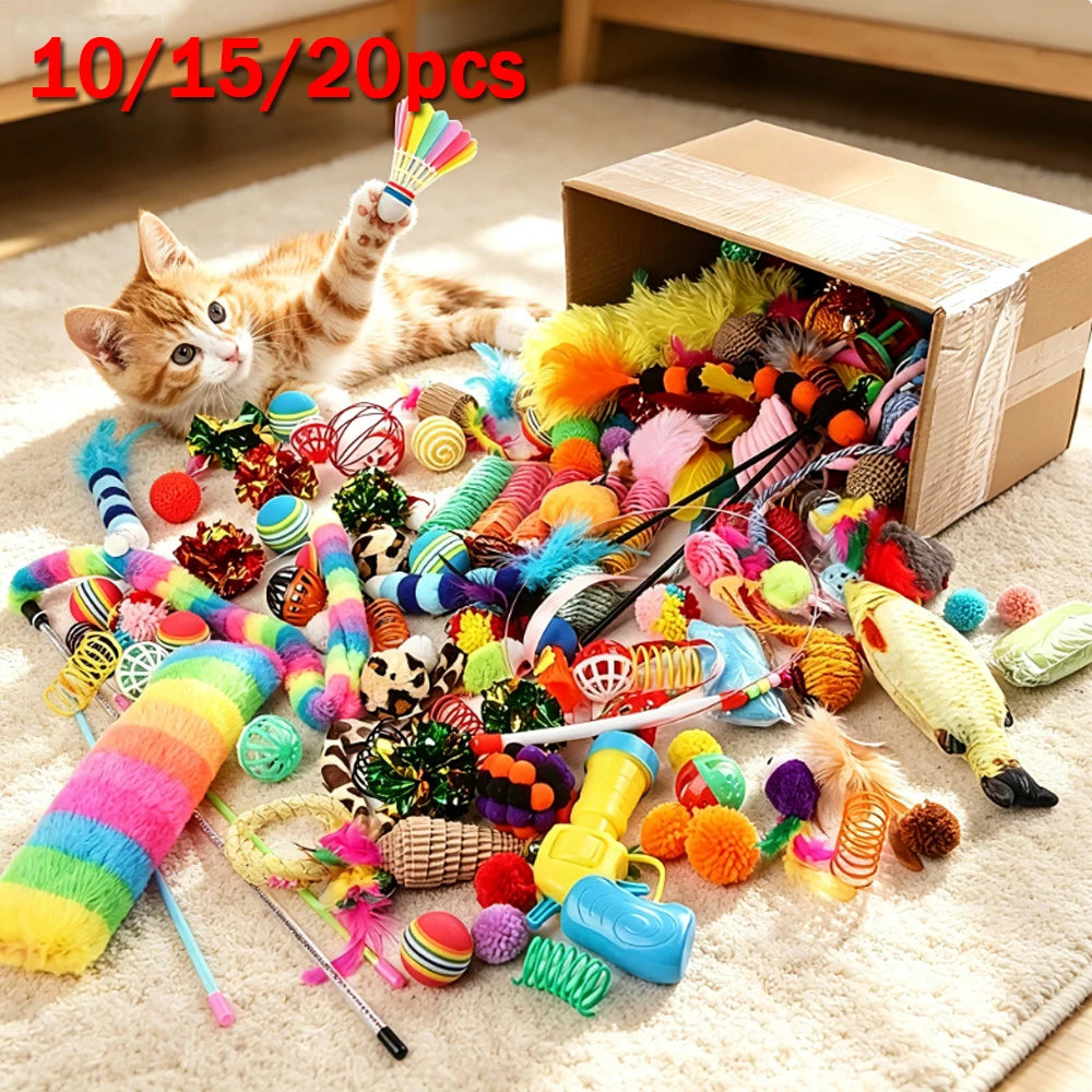 Cat Toy Mixed Pack - 10, 15 or 20 Piece Plastic & Plush Set – photo 2