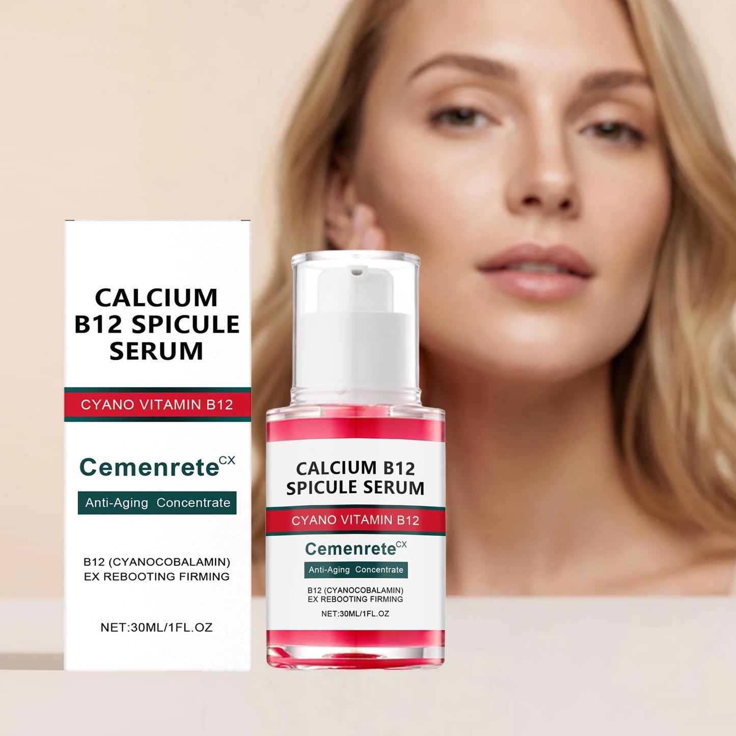 Calcium B12 Wrinkle Serum Nourishing Firming Glowing Fade Fine Lines Stabilizing Repairing Revitalizing Brightening Facial Serum