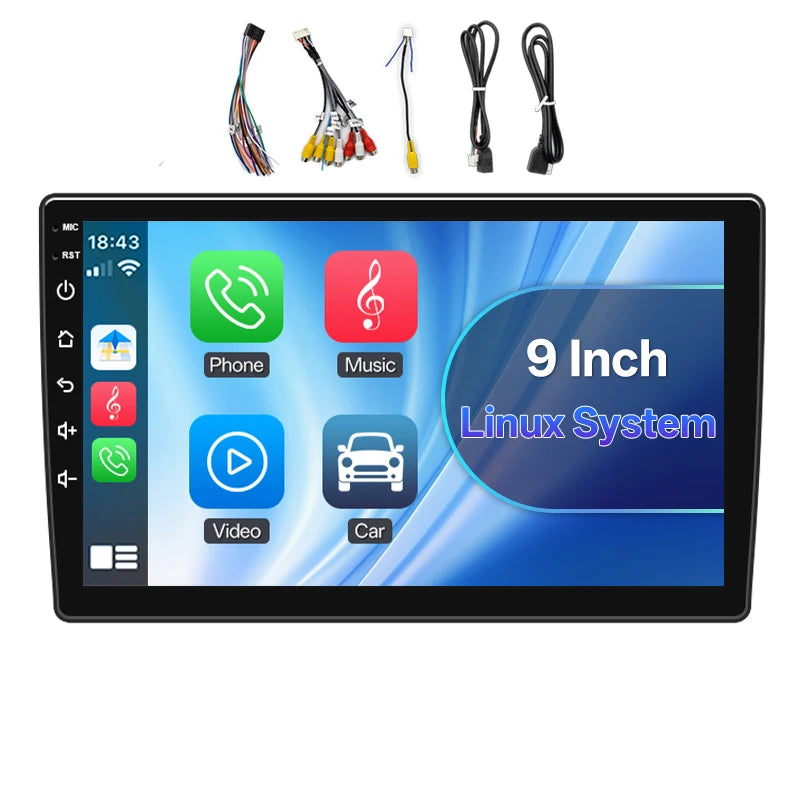 HIPPCRON Universal 2-DIN Car Stereo (7"/9") — Wireless CarPlay & Android Auto, Linux Touchscreen