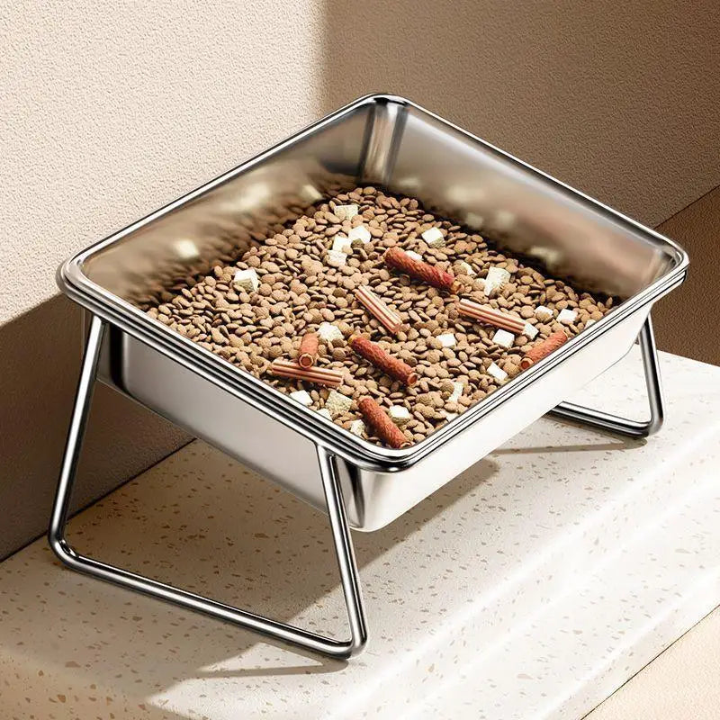 Tilted Stainless Steel Dog Bowl - 15° Raised Neck-Guard Design – photo 6
