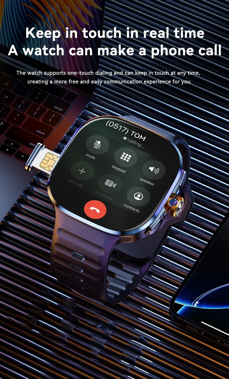 Global Version M99 Smartwatch 2.4 inch Amoled Screen insert Sim Card GPS WIFI 190° Rotating Camera Game Android 10.0 Smart Watch