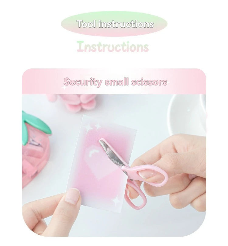 1PC Tool Set High Beauty Strawberry Efficiency Set Stapler Storage Stationery Student Specific Tool Set