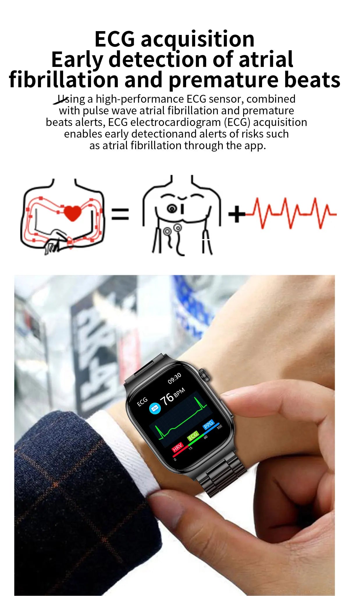 GUHUAVMI 2026 AI Health Smartwatch – ECG+HRV, Blood Pressure, Uric Acid & Blood Lipid Monitor | 2.04" AMOLED Sapphire | Bluetooth Calling | Men & Women