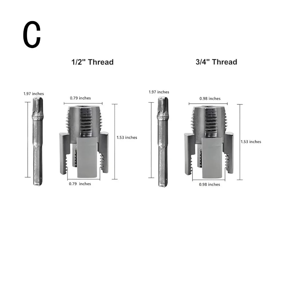 Pipe Thread Cutting Tool Integrated Internal & External Pipe Threading Tool Electric Drill Compatible PVC Pipe Threader Kit