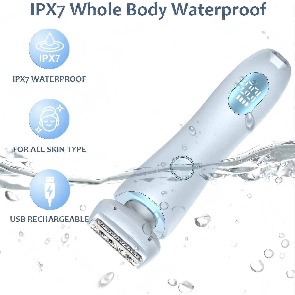 Electric Shaver for Women Painless Lady Razor Facial Hair Remover Wet and Dry Portable Bikini Trimmer for Face Armpit Legs Body