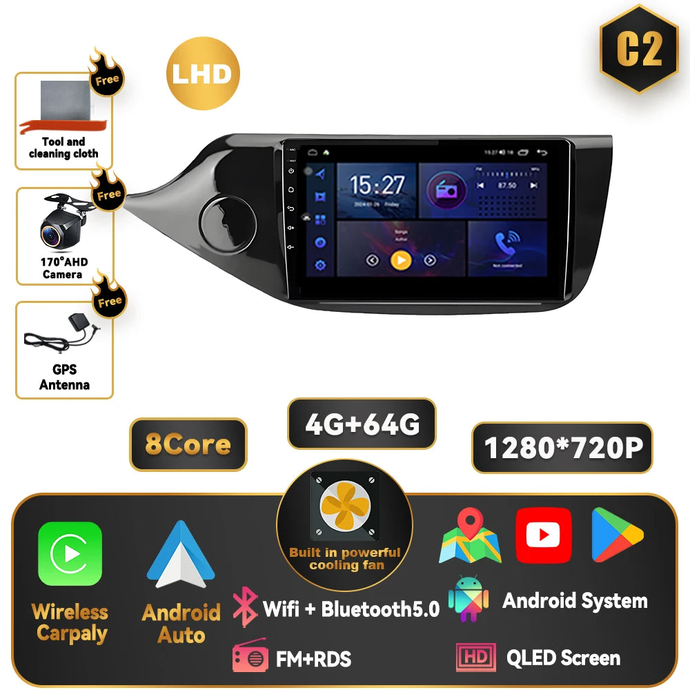 Android 15 Carplay For Kia CEED 2 JD 2012 - 2018 Car Radio Stereo Multimidia Player GPS Bluetooth DSP 2din Stereo QLED Screen