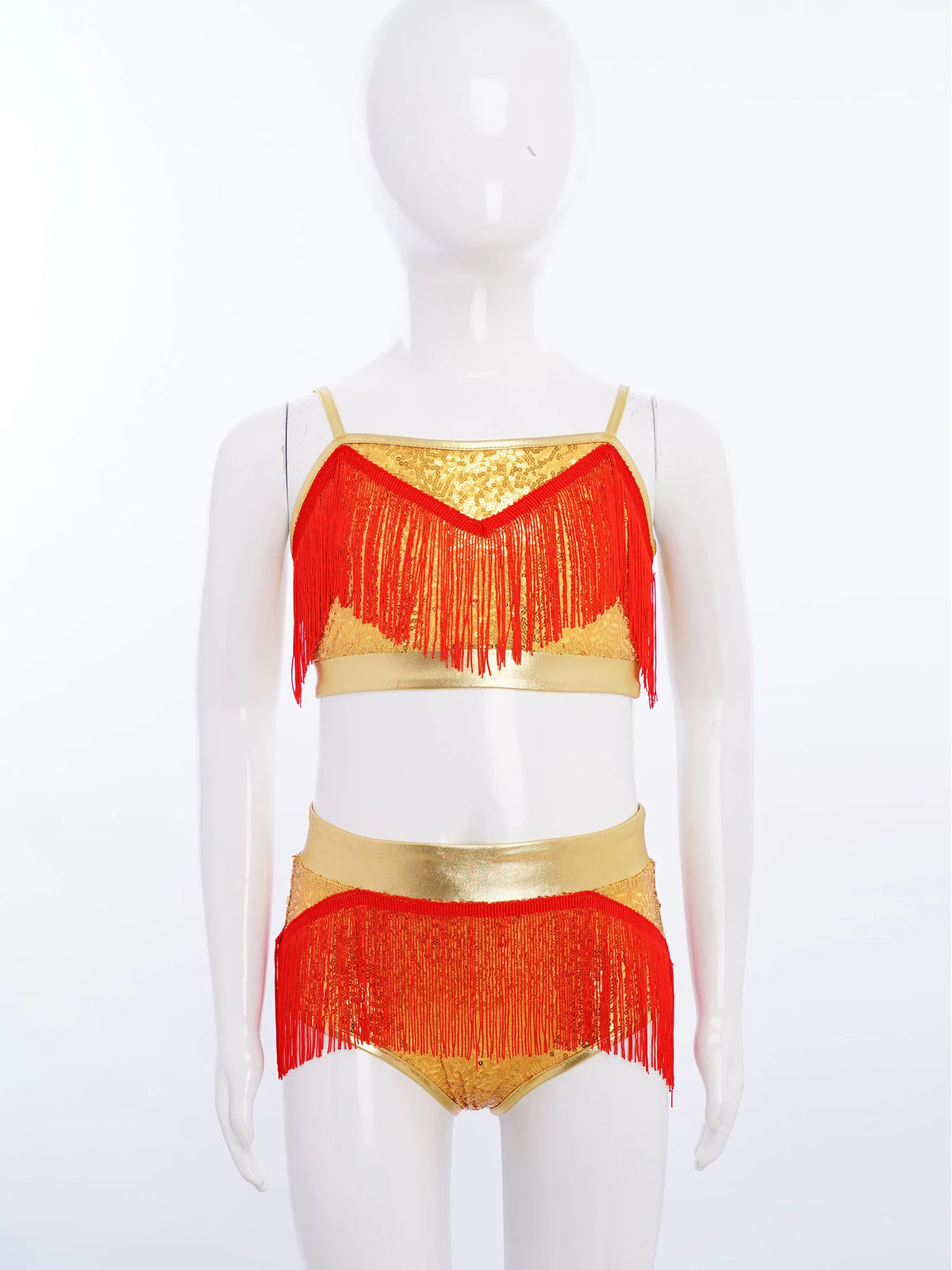 Girls fringe top and skirt Latin dance set