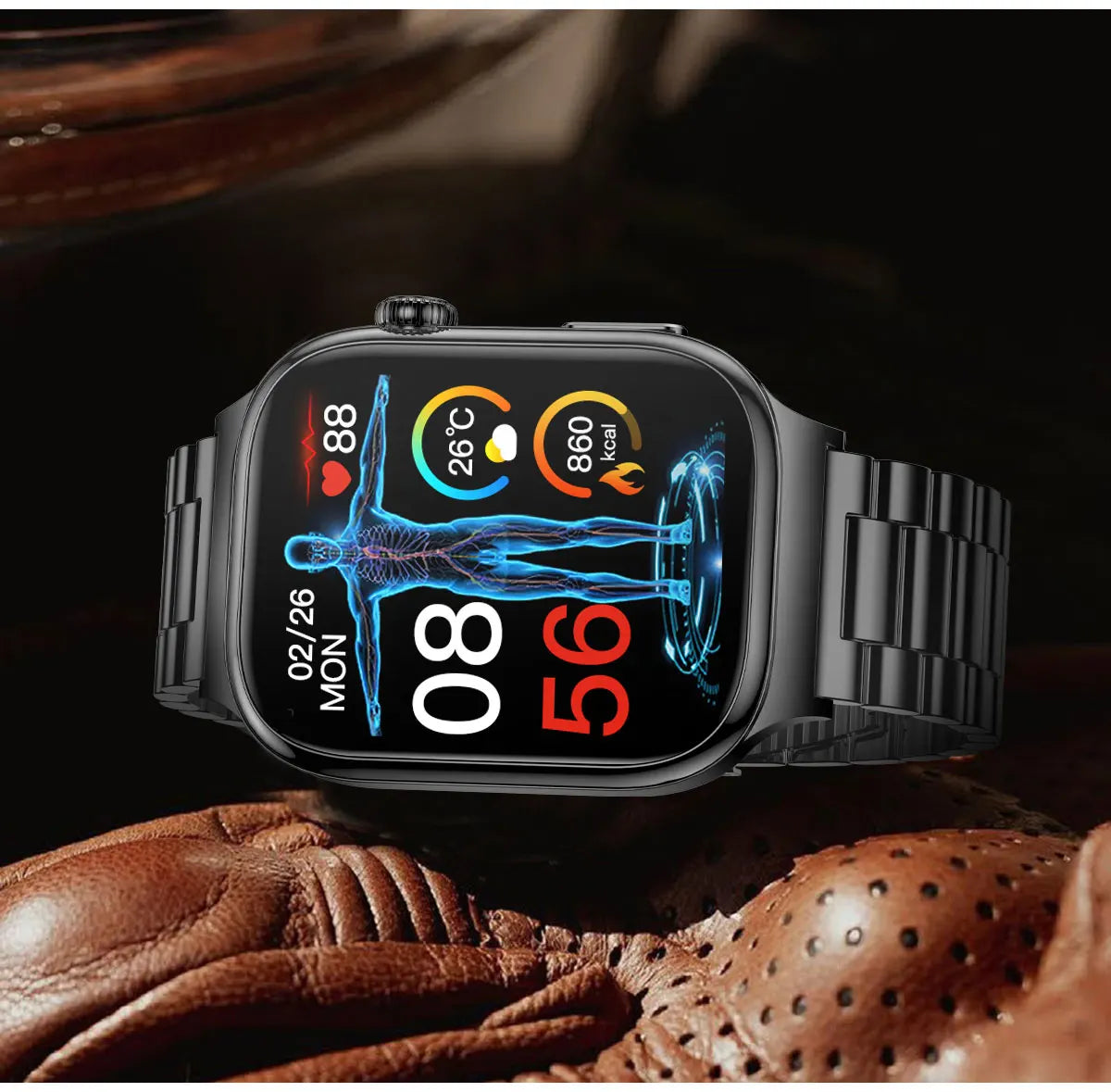 GUHUAVMI 2026 AI Health Smartwatch – ECG+HRV, Blood Pressure, Uric Acid & Blood Lipid Monitor | 2.04" AMOLED Sapphire | Bluetooth Calling | Men & Women
