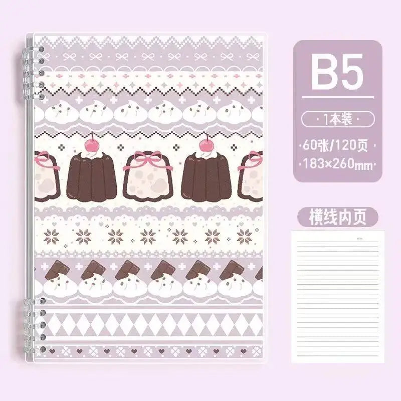 Cute Korean-style B5 Notebook Fresh Loose-leaf Detachable Draft Notebook Thin and Thickened Student Pink Notebook Friends Gift
