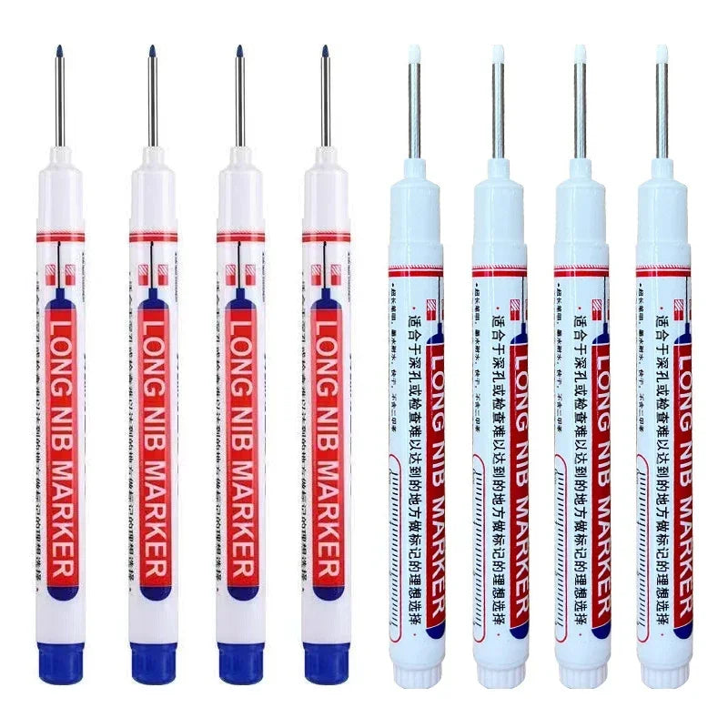 8Pcs/Set 20mm Deep Hole Long Nib Head Markers For Metal Perforating Pen Waterproof Bathroom Woodworking Decoration Multi-Purpose