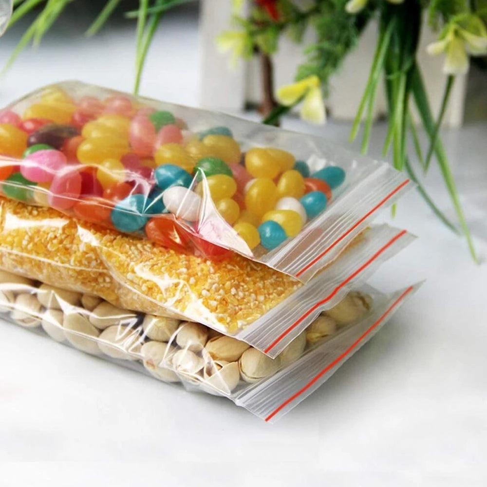 100-1000Pcs Small Zip Lock Plastic Bags Transparent Bag Reclosable Vacuum Storage Bag PE Clear Bag Ziplock Food Storage zip Bags