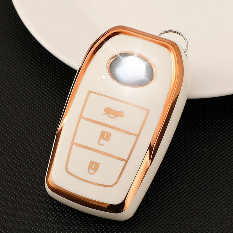 TPU Gold Edge Key Case Cover for Toyota Chr Rav4 Auris Avensis Prius Aygo Camry Corolla Land Cruiser 200 Prado Crown Shell Fob